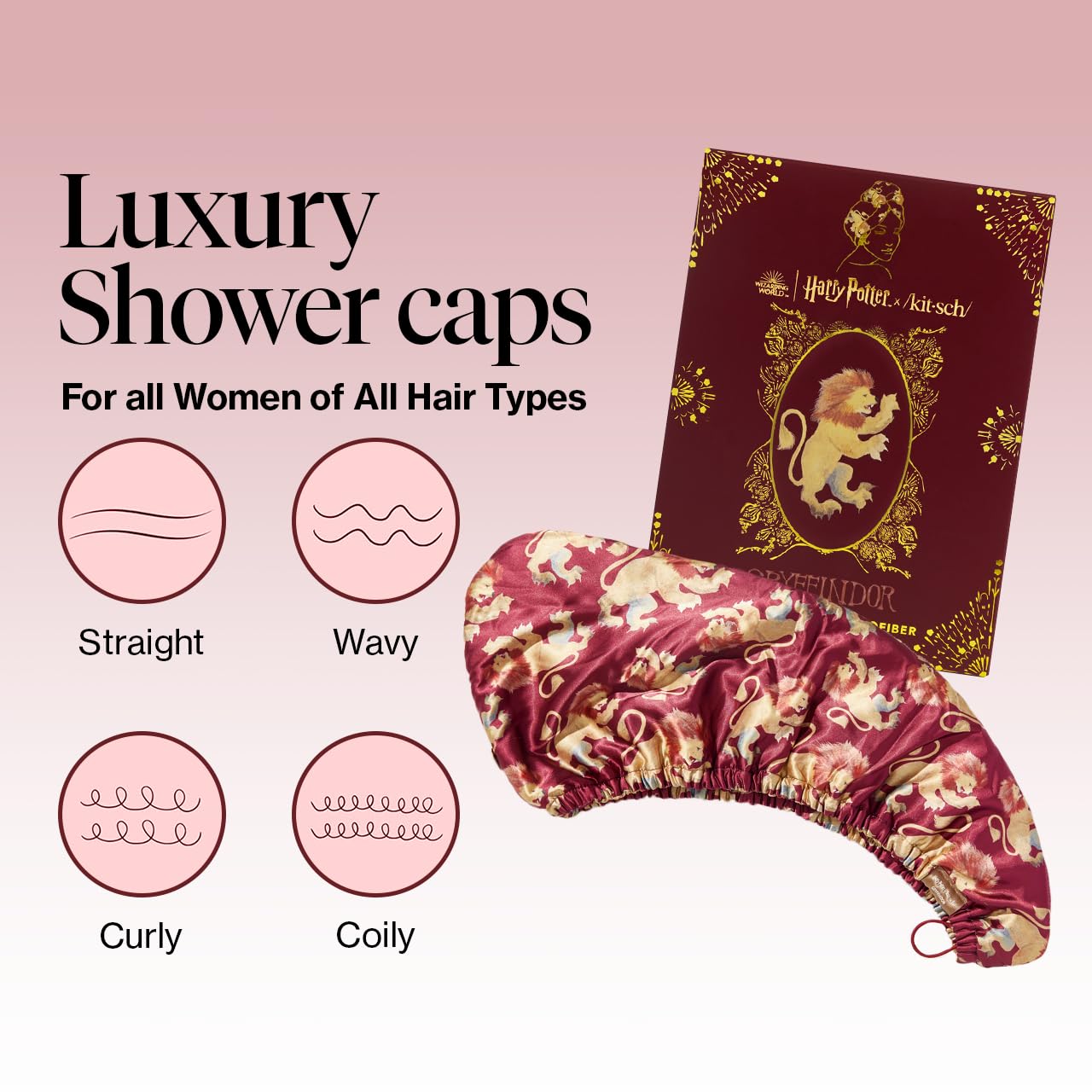 Kitsch Harry Potter x Satin Microfiber Hair Towel Wrap for Women - Super Absorbent, Quick Dry, Anti-Frizz, for Long & Short Hairs, Turbans for Women, Hair Wrap - Gryffindor