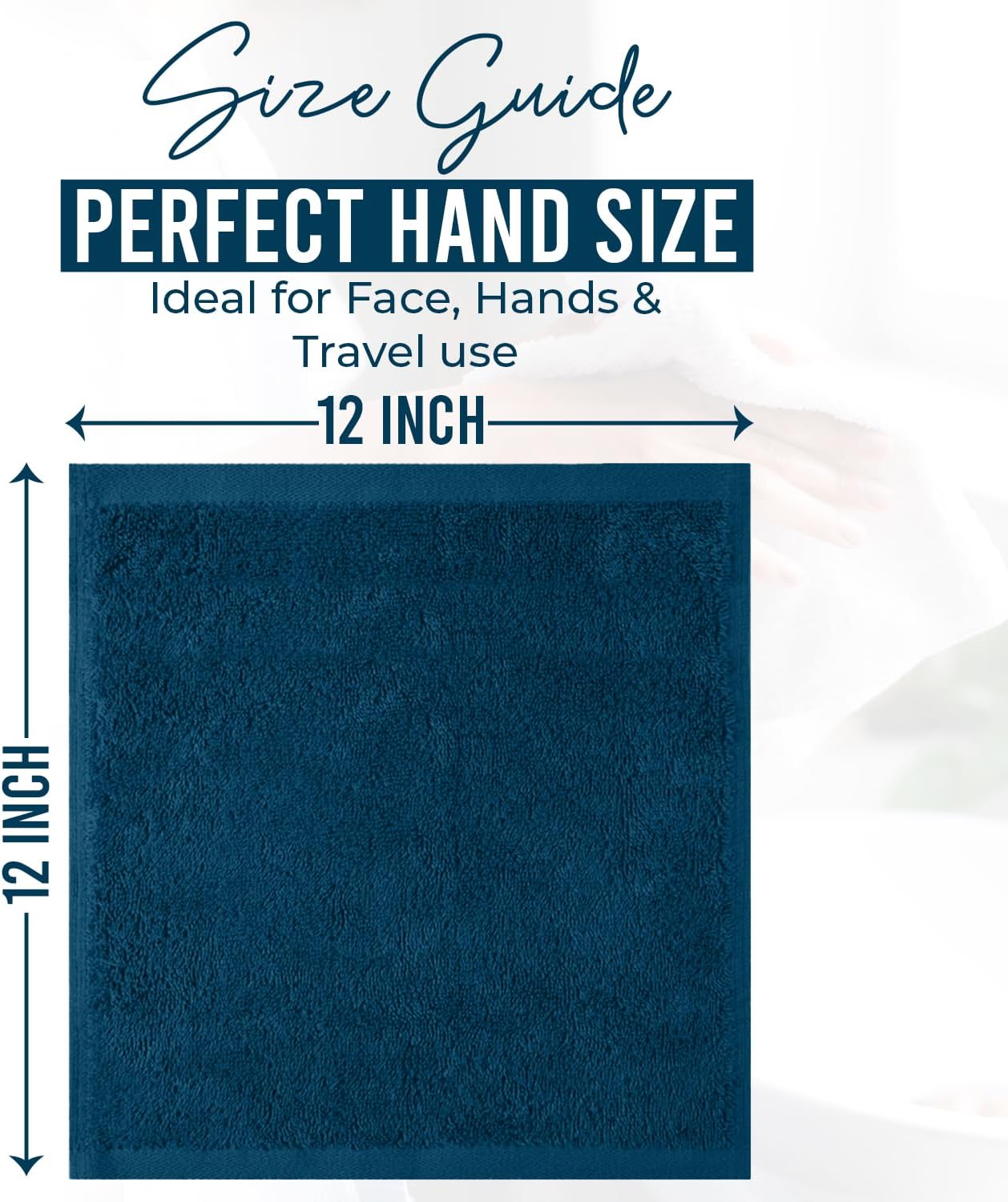 DAN RIVER 100% Cotton Wash Cloths 24 Pack [12x12] Soft & Absorbent Rags for Body, Gym, Hotels & Spa Perfect for Everyday Use Fingertip Towels, Opal Blue