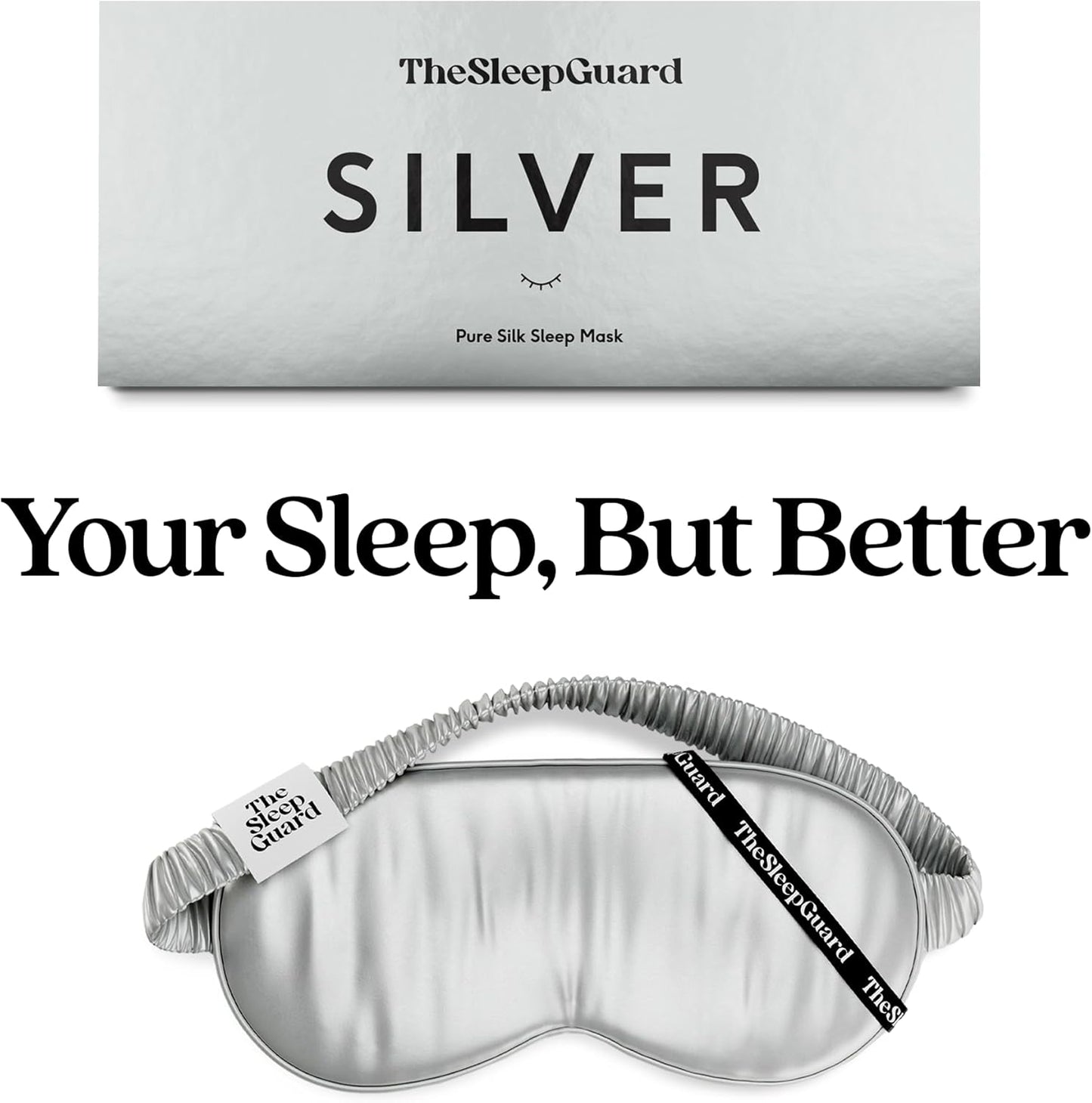 TheSleepGuard Pure Silk Sleep Mask [100% 6A Mulberry Silk, 22 Momme] Light Blocking Travel Essentials. Eye Masks for Sleeping. Black Oeko-Tex Blindfold. Eye Covers for Men & Women