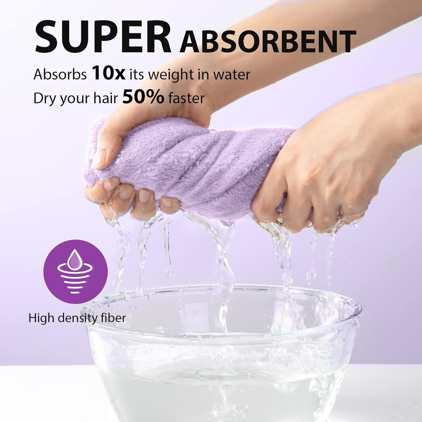 YFONG Larger Microfiber Hair Towel Wrap for Women, Purple, 30" X 10.2"