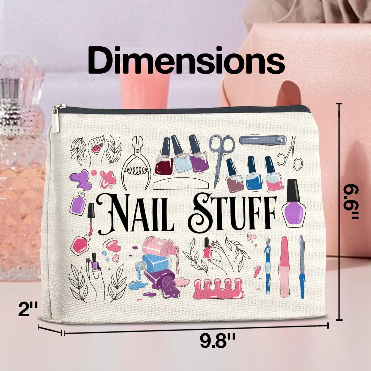 Nail Tech Makeup Bag Gifts for Women Nail Technician Artist Manicurist Cosmetic Bag Zipper Makeup Pouch