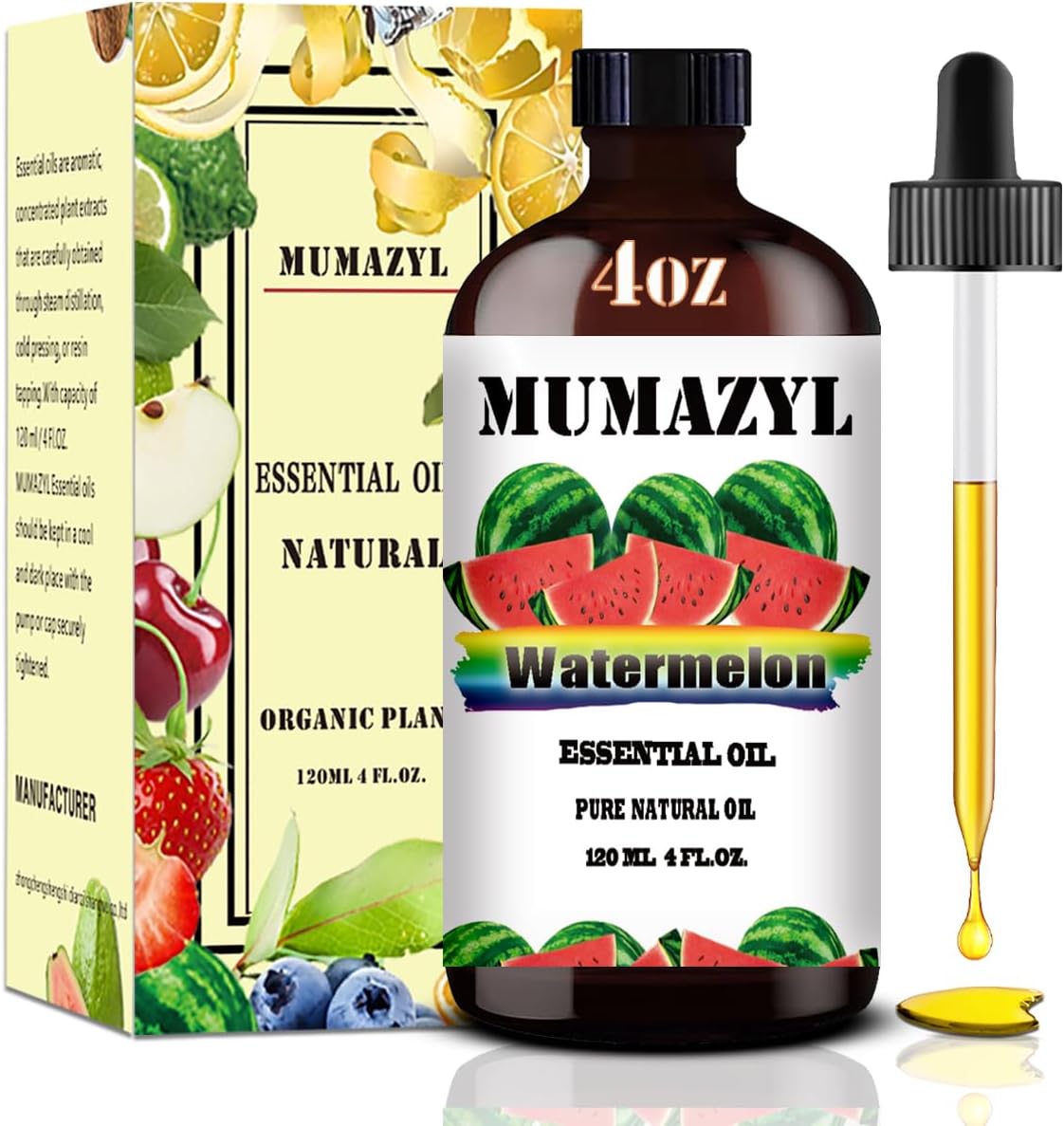 Watermelon Essential Oil, Watermelon Oil 4 Fl Oz 120ML for Diffuser Humidifier Yoga Cleaning DIY Candle Soap Making Essential Oils