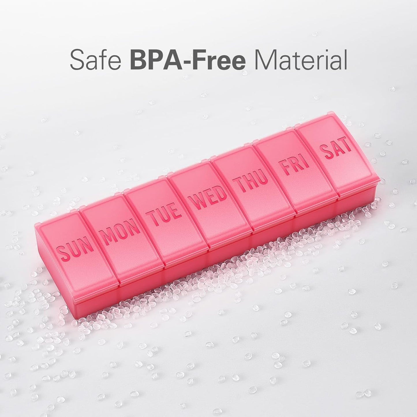 Barhon Pill Organizer Large, Weekly Medicine Pill Organizers, 7 Day Pills Box Case Travel for Big Vitamin Supplements Fish Oil, Red