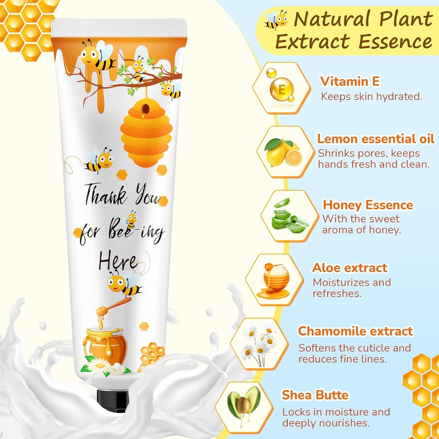 48 Sets Honey Hand Cream Gifts Bulk Baby Shower Hand Cream Travel Size Lotion Bulk Fall Thanksgiving Party Supplies Favors Birthday Wedding for Guest