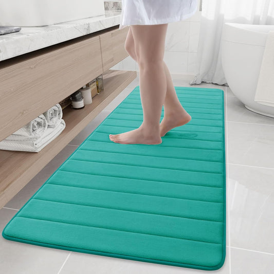 Buganda Memory Foam Bath Mat, 70" x 24", Ultra Soft and Non-Slip Bathroom Rugs, Water Absorbent and Machine Washable Bath Rug Runner for Bathroom, Shower, and Tub, Teal