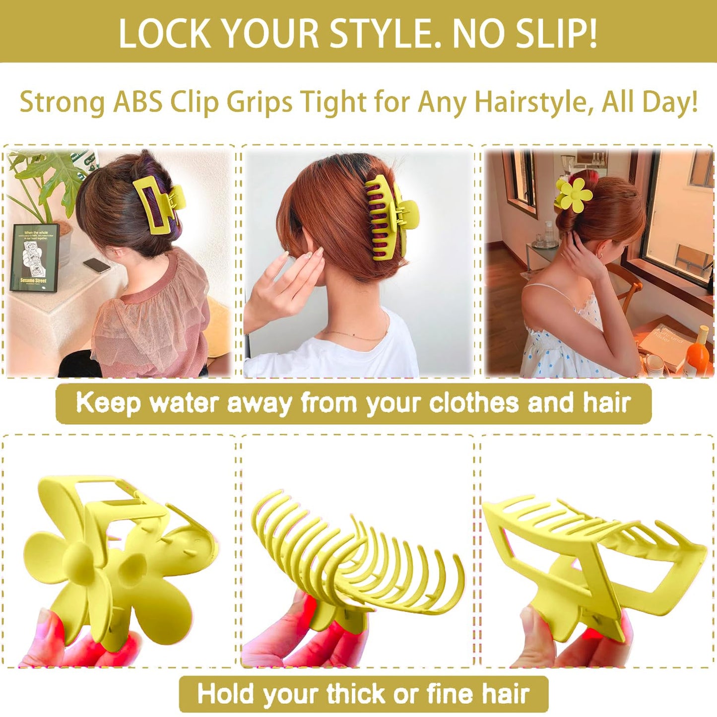 16pcs Skincare Headband Set, Headband Set for Face Washing Spa and Makeup, Including 1 Hairband, Wristband, 3 Hair Claw Clips and 10 Hair Ties, with Box, Gift for Women and Girls, Yellow