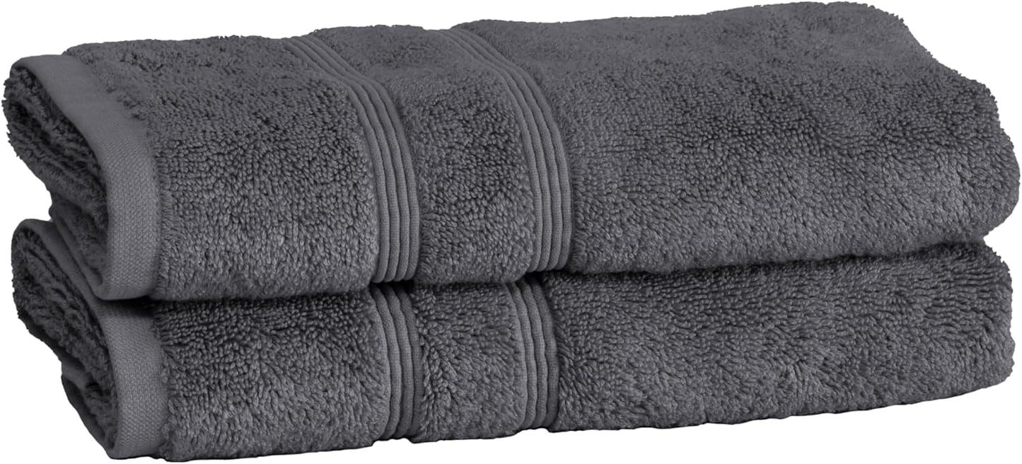 Mosobam Luxury Turkish Set of 2 Hand Towels 16X30 Charcoal Gray (Dark Grey) 700 GSM Bamboo Viscose & Aegean Turkish Combed Cotton