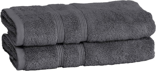 Mosobam Luxury Turkish Set of 2 Hand Towels 16X30 Charcoal Gray (Dark Grey) 700 GSM Bamboo Viscose & Aegean Turkish Combed Cotton