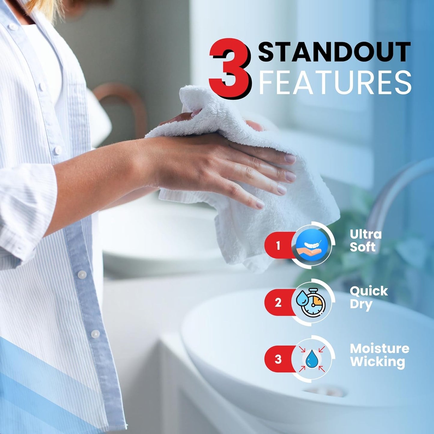 Infinitee Xclusives Luxury Wash Cloths for Showering [13x13] – 100% Cotton Washcloths [Pack of 12], Soft and Absorbent Face Towels for Bathroom Wash Clothes, Gym, and Spa (Cosmic Sand)