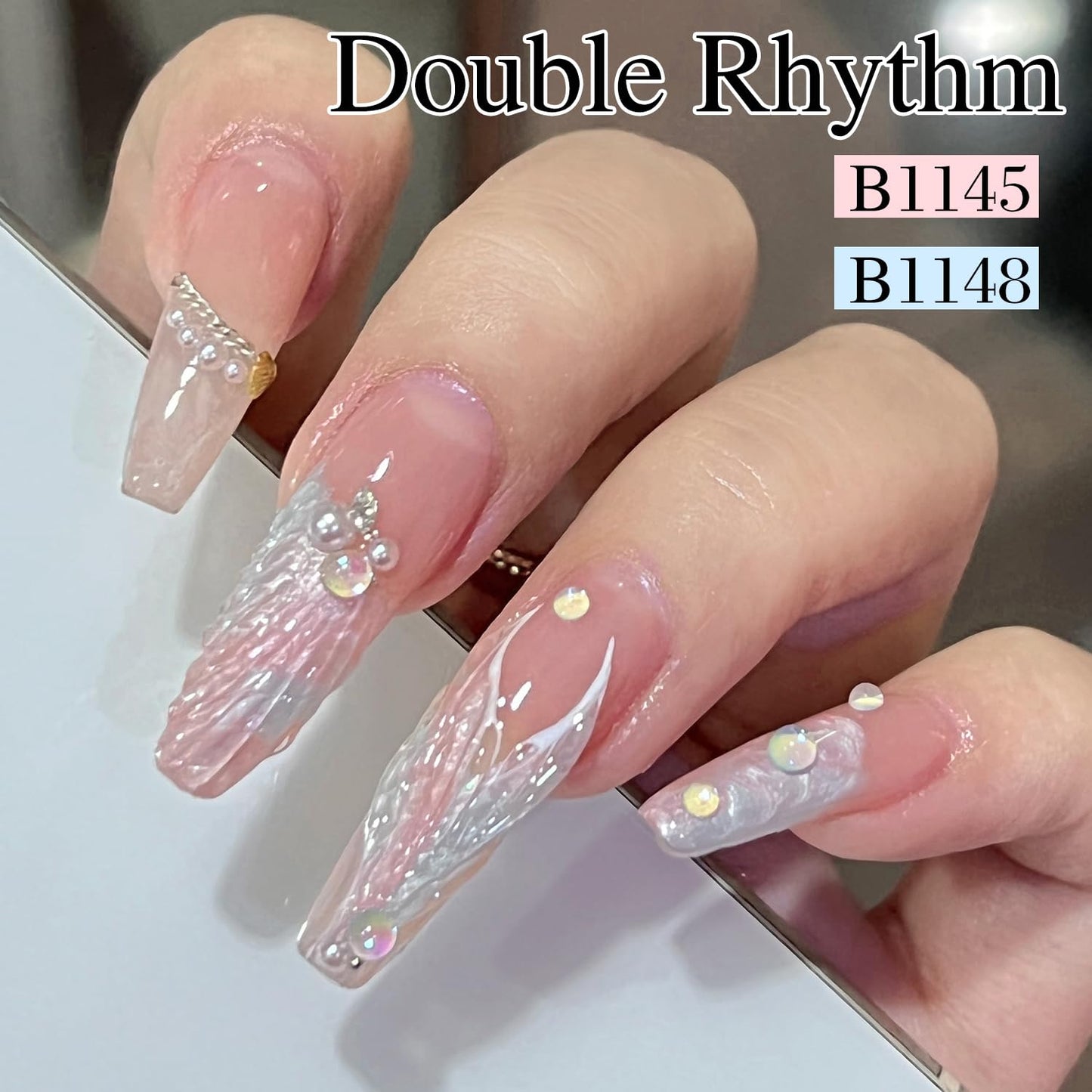 Double Rhythm Gel Nail Polish Set of 6 Colors Baby Light Pastel Milky Nail Polish Starter Kit Art DIY Salon Home (Pearl White Pink Green Blue Yellow Purple,Kit 30)