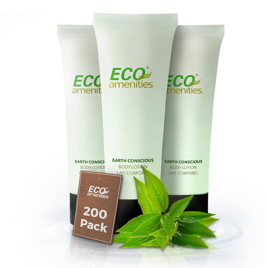 ECO amenities Travel Lotion Bulk - 200-Pack - 1 fl oz (30 ml) Tubes - Hydrating Green Tea Scented Body & Hand Lotion - Travel Toiletries