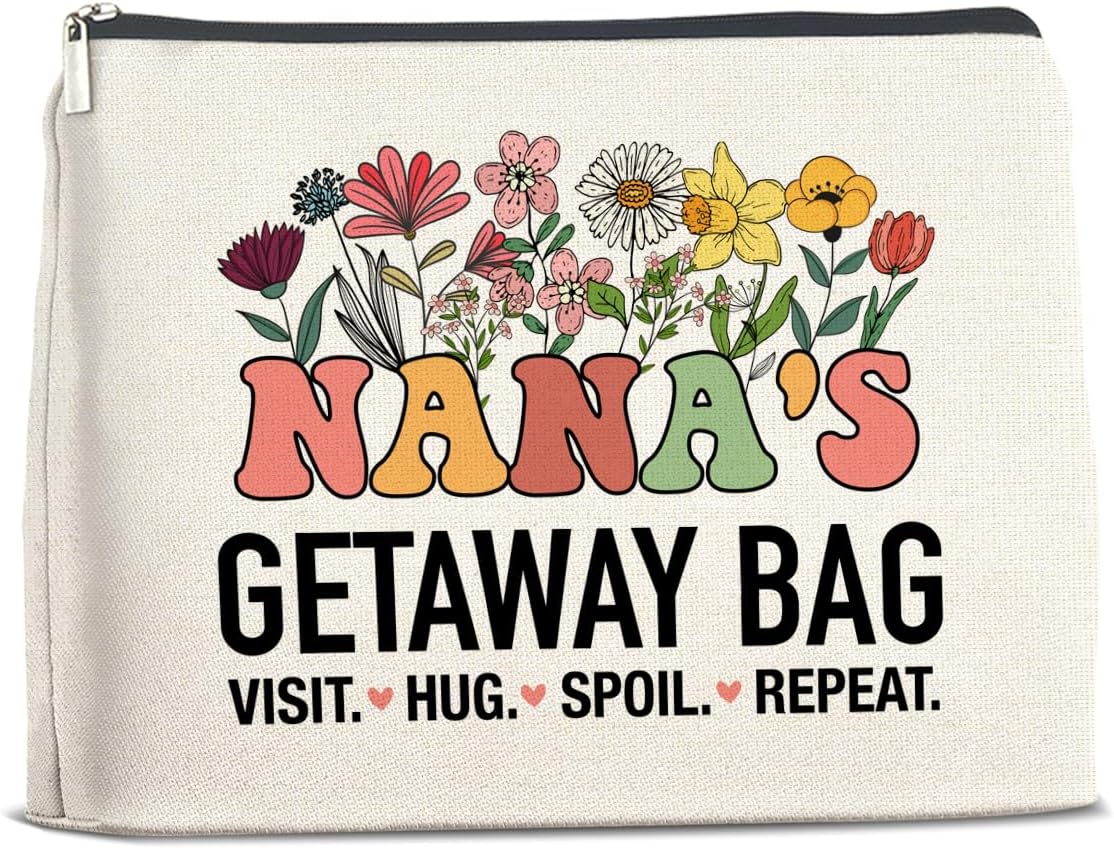 Nana's Getaway Cosmetic Bag Grandma Gifts from Grandkids, Gift for Grandma Grandmother Grammy Nana Makeup Bag Zipper Makeup Pouch