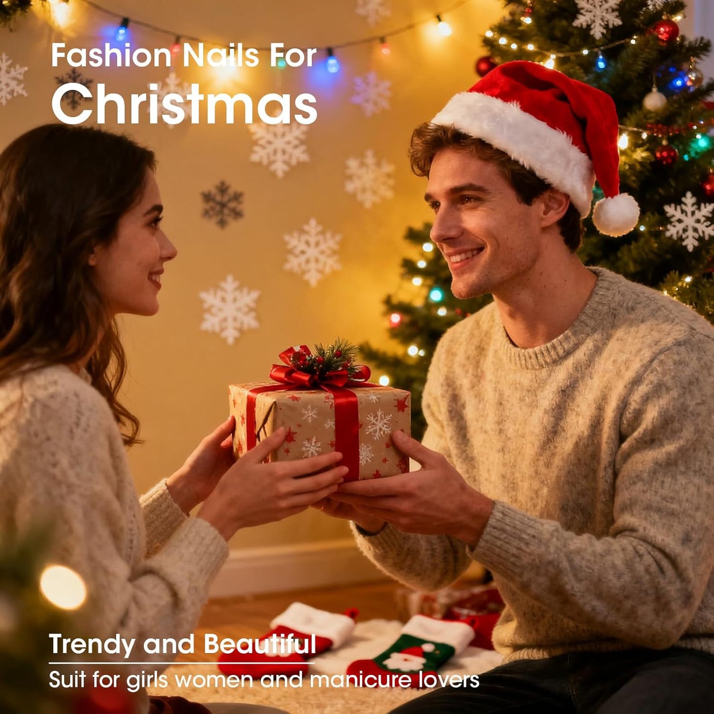 Gellen Christmas Nail Polish With Base Top Coat, Winter Air Dry Regular Nail Lacquer Polish Red Green Gold Silver Glitter 4-Color Set, For Finger Toe Nails Home Salon, Not UV Gel, Hema Free, Non-toxic