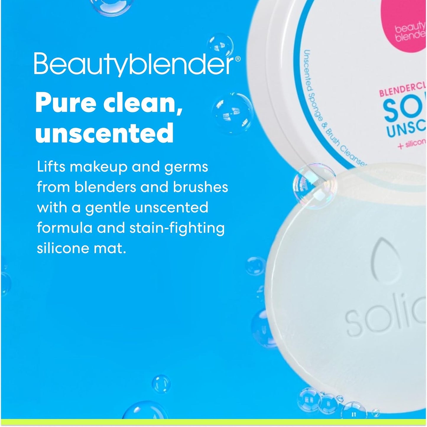 beautyblender Blendercleanser Tool Scrub Solid Cleanser – Unscented Makeup Sponge & Brush Cleansing Bar – Hand, Sponge, and Brush Cleanser, Removes Makeup & Buildup, Travel-Friendly, 1 oz
