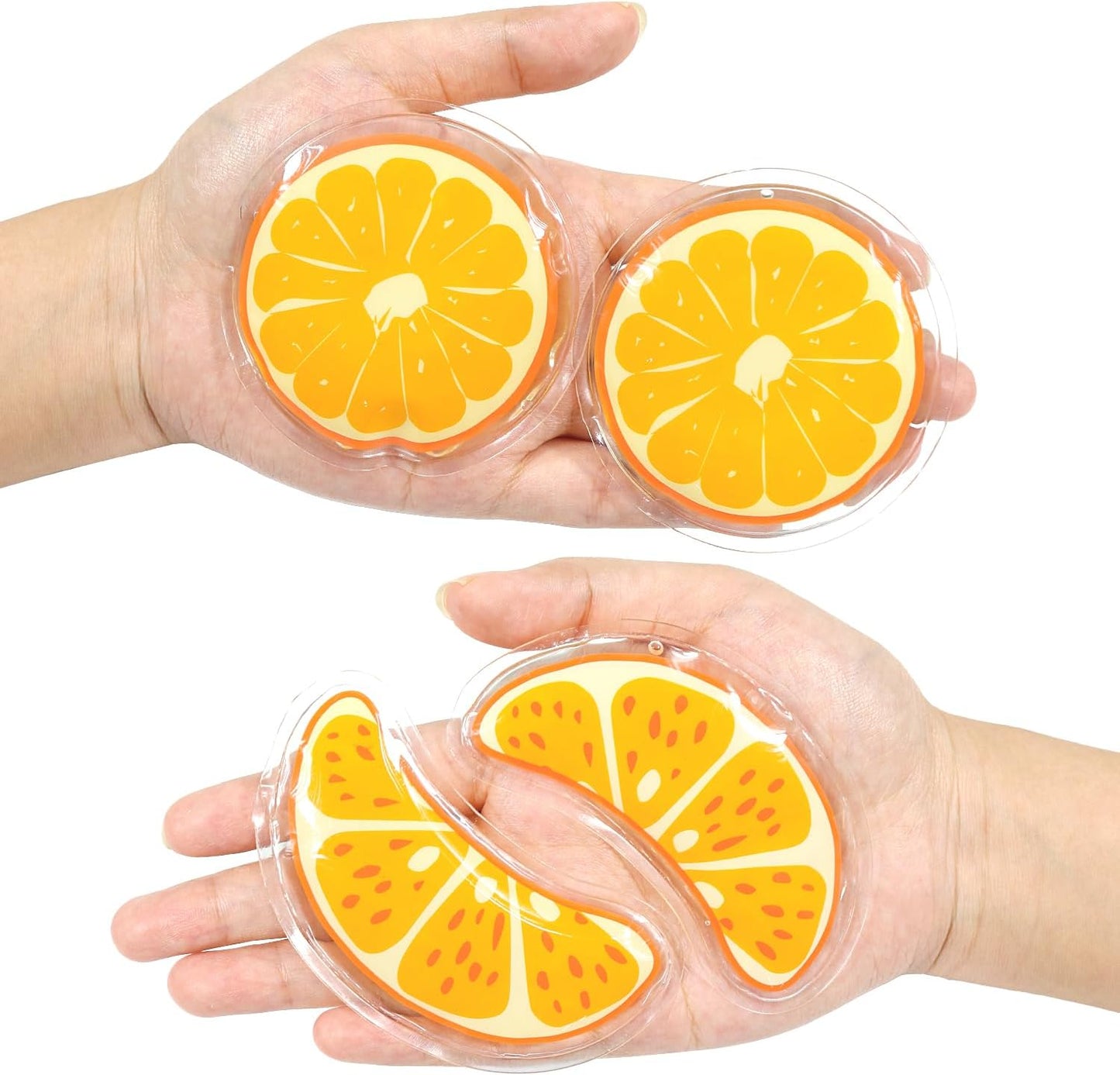 4PCS Gel Eye Ice Pack Set, Cold & Hot Compress, Reusable Cooling Gel Pads for Strain Relief, Relaxation, SPA and sleep(Oranges)