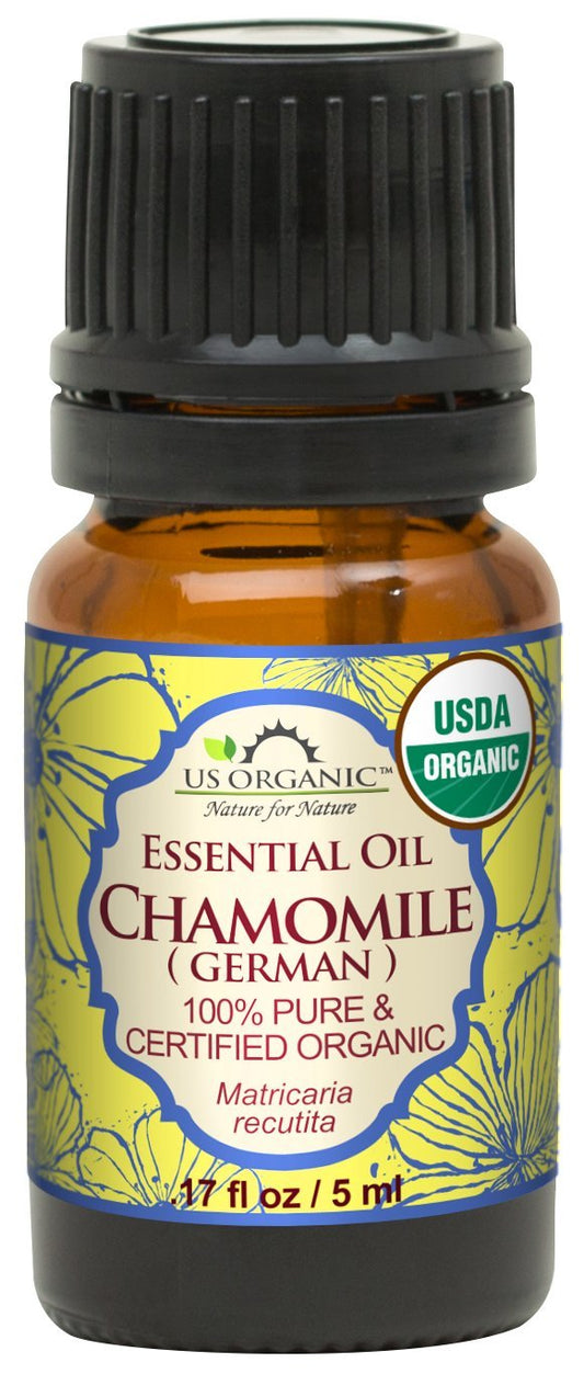 US Organic 100% Pure Blue Chamomile (German) Essential Oil - USDA Certified Organic, Steam Distilled - W/Euro Dropper (More Size Variations Available) (5 ml / 1/6 fl oz)