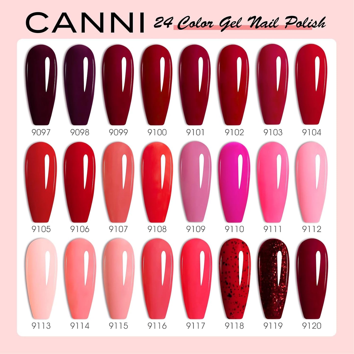 CANNI 30Pcs 9ML Hema-free Gel Nail Polish Set,Dark Red Hot Pink Purple Brown Burgundy Red Jelly Gel Polish Kit Soak Off LED Nail Polish Set Nail Art Starter Manicure Salon DIY at Home