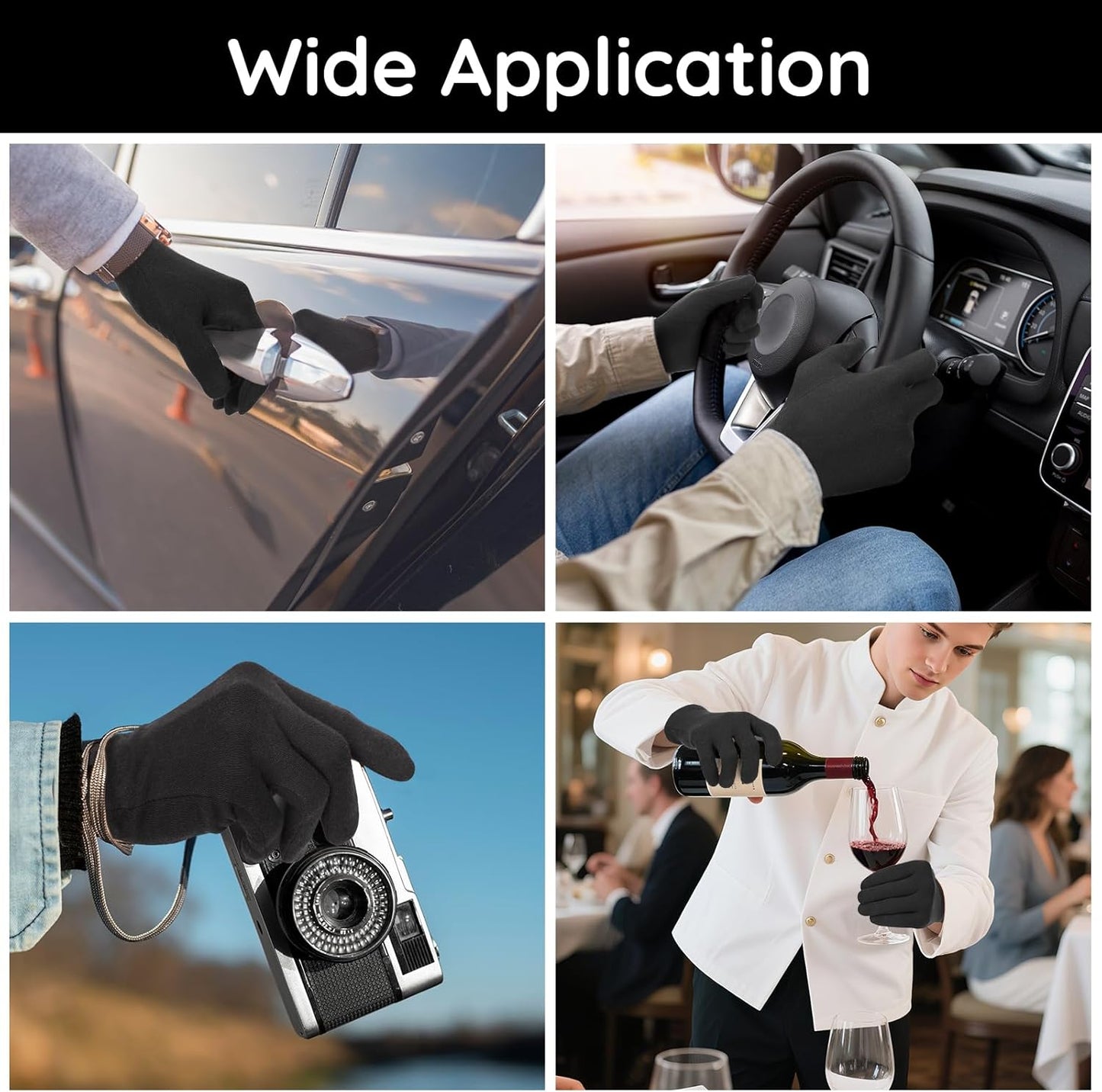 Segbeauty 12 Counts Elastic Black Cotton Gloves for Women, 6 Pairs Sleeping Moisturizing Cotton Gloves for Men with Elastic Band, Hand Spa Moisture Glove for Dry Hands Overnight, Sleep Lotion Glove