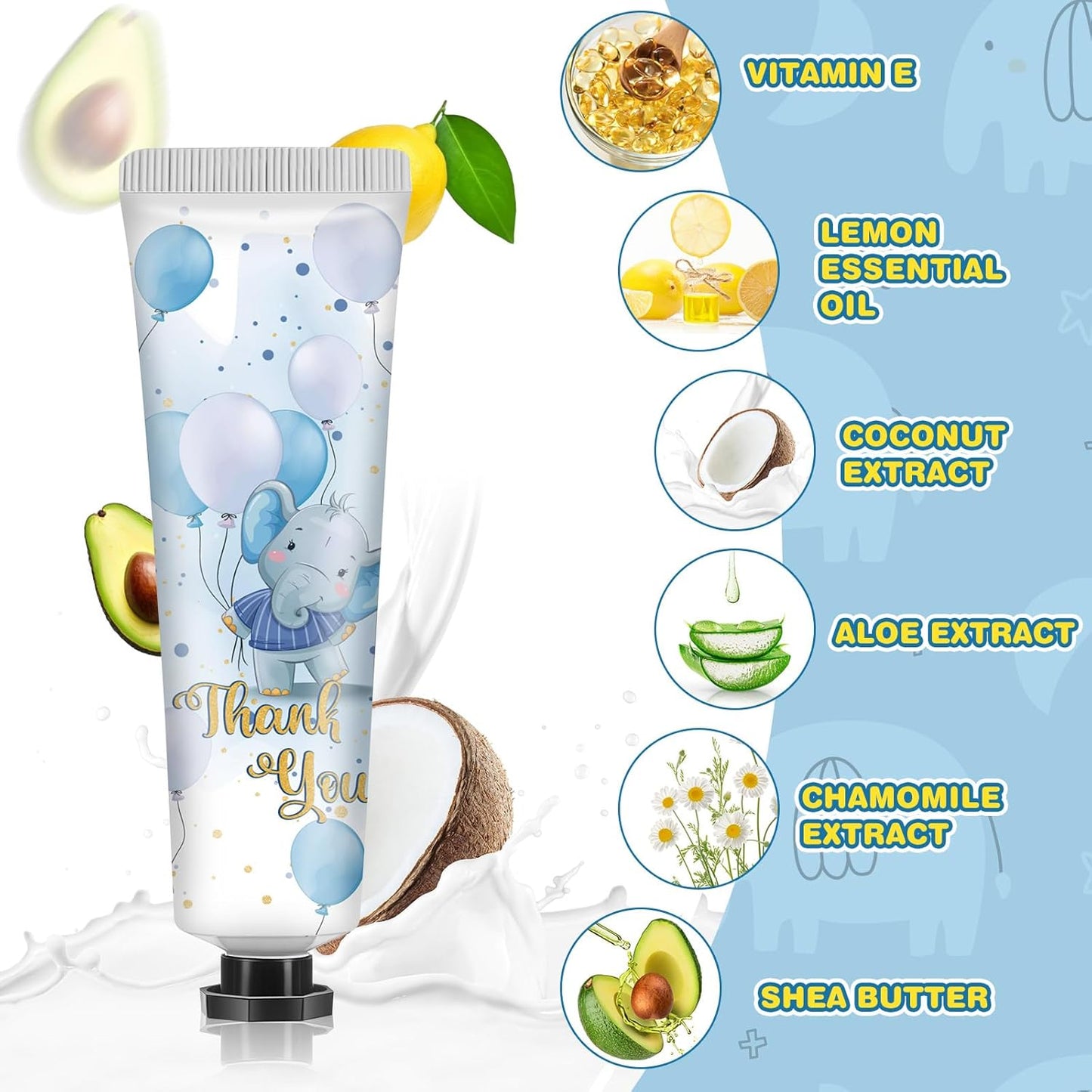 48 Sets Blue Elephant Hand Cream Gifts Bulk Baby Shower Hand Cream Travel Size Lotion Bulk Fall Thanksgiving Party Supplies Favors Birthday Wedding for Guest