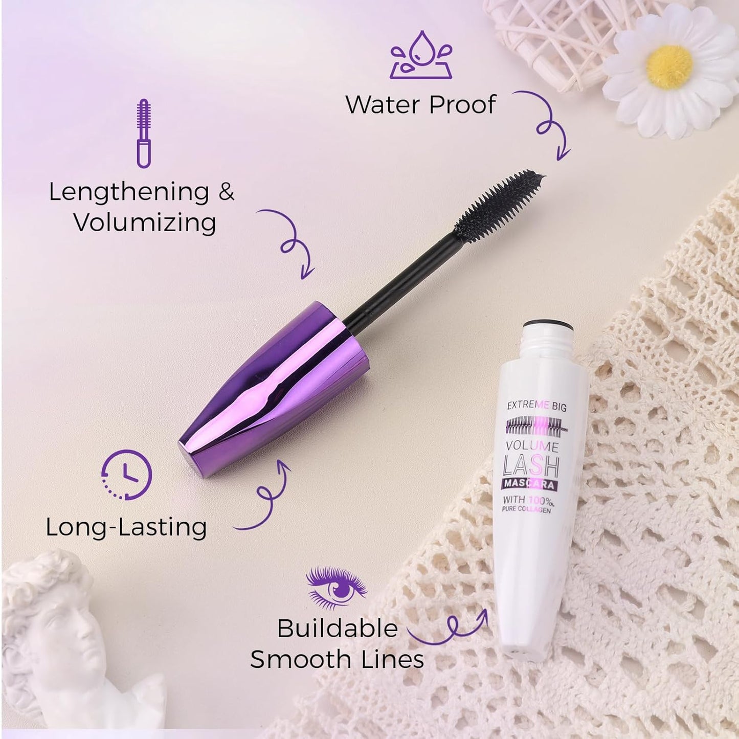 2PCS Blue Mascara for Eyelashes, 5D Colored Mascara 【Waterproof】【Natural Curling】【Lengthening Curling rimel de pestañas Volume】for Women Eye Makeup Cosplay & Parties