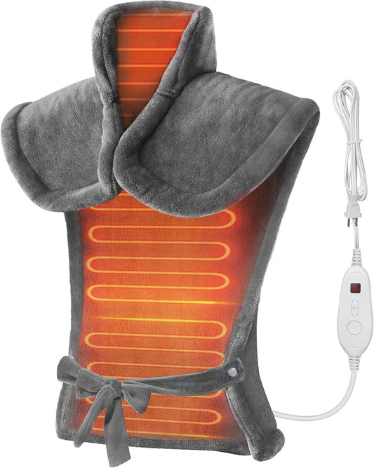 Snailax Heating Pad for Back Pain Relief, Christmas Gifts, Large Heating Pad for Neck Shoulder Back, Neck Warmer Weighted Wearable Back Heated Pad, Auto Shut Off, (Grey)