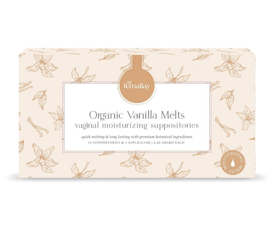 Femallay Organic Vaginal Moisturizing Suppositories – Vanilla – 100% Natural Relief for Dryness, Odor & Daily Feminine Discomfort – 14 Count + Applicator