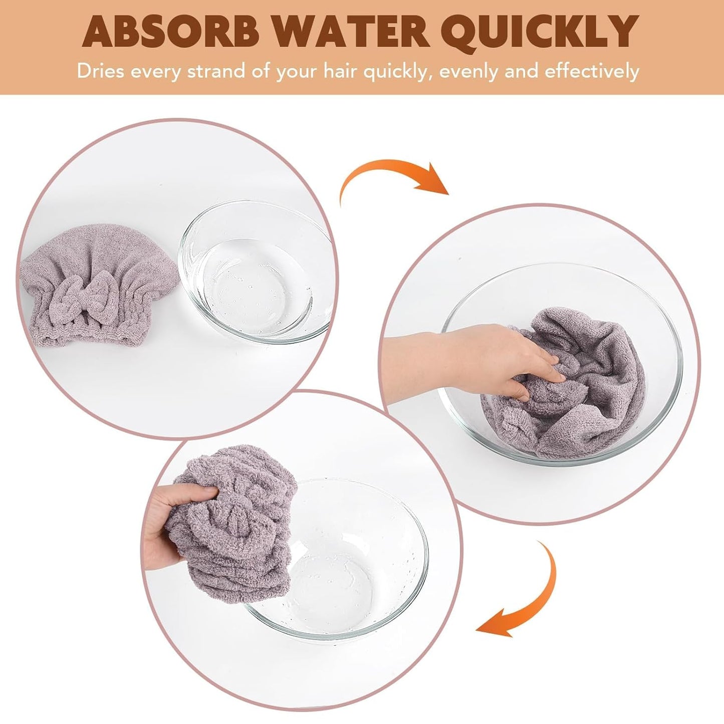 SUNLAND Large Microfiber Hair Drying Caps with Bow knot Fast Drying Shower Cap Soft and Absorbent hairWrap Hair Turban Bath Caps for Curly Thick and wet Hair 11 X 13.4 inch 2 Pack Purple