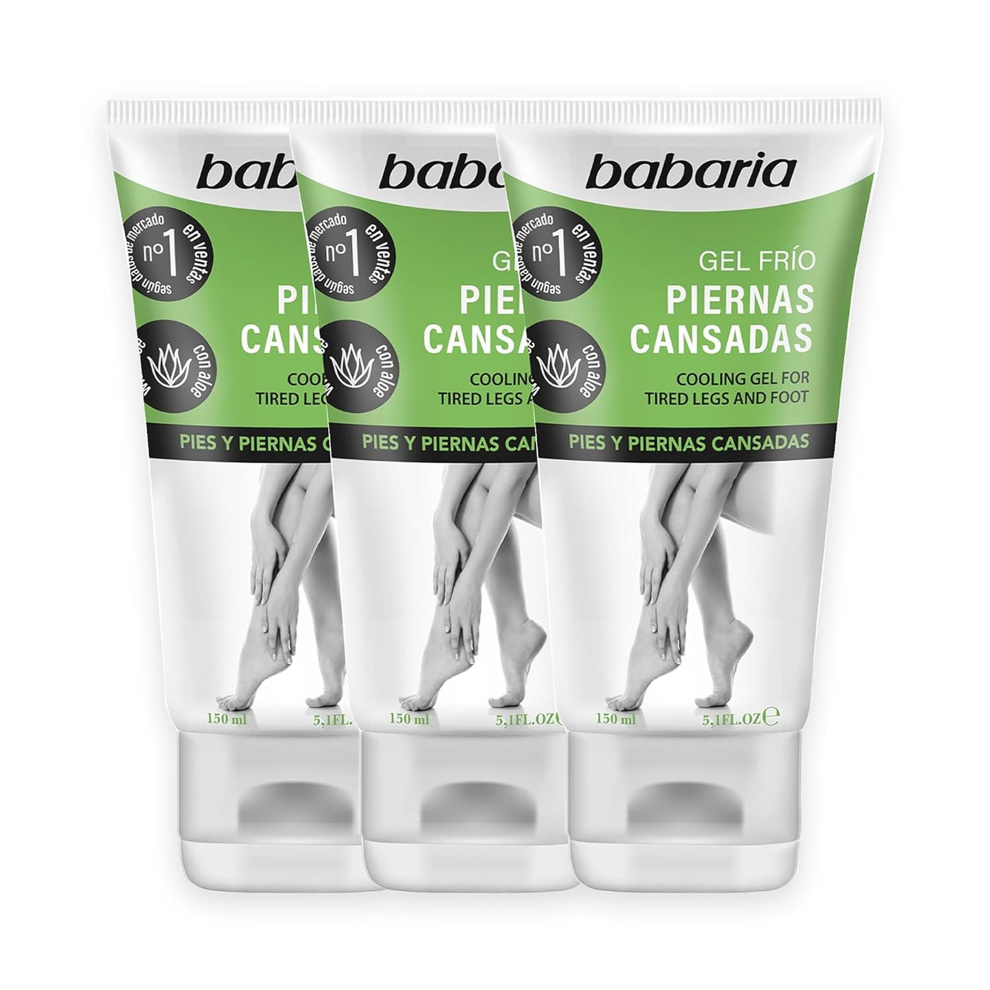 Babaria Cooling Gel for Legs and Feet - Pedicure Foot Spa Products - Calming and Softening Effect - Infused with Castor Oil and Aloe Vera - 3 pc