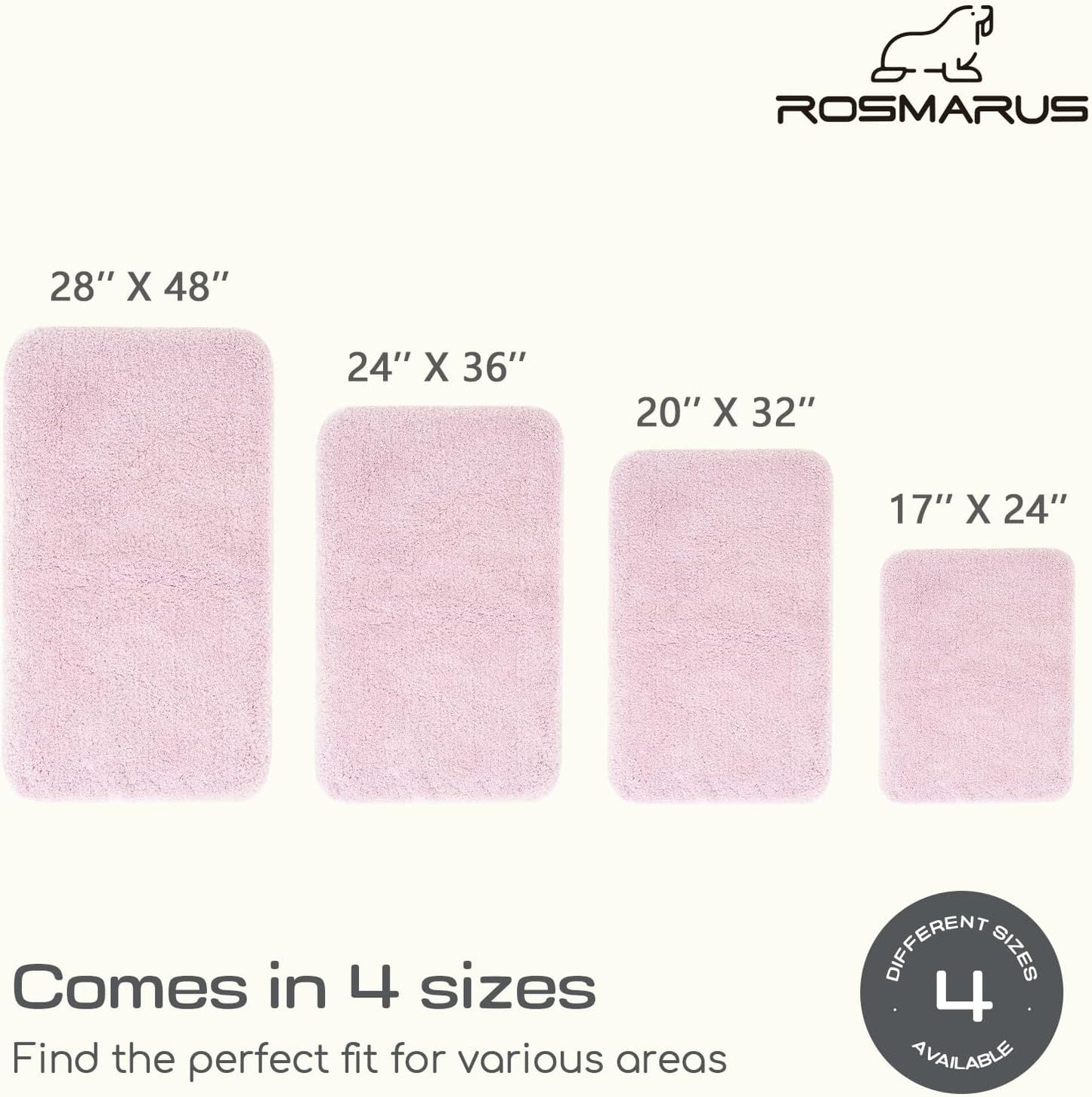 ROSMARUS Shaggy Non Slip Bath Mat 24" X 36", Soft Shower Mat for Floor & Tub, Fluffy Plush Bathroom Rug Machine Washable, Mauve Pink