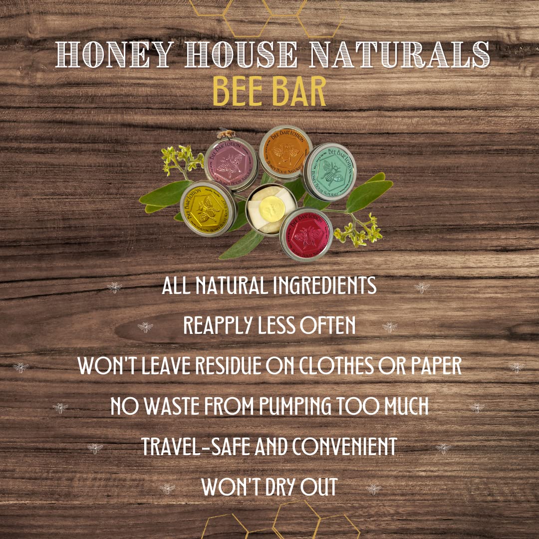 Honey House Naturals 2 Piece Gift Set, All Natural, Ultra Moisturizing Lotion Bar and Lip Butter Infused with Essential Oils, Made in USA (Lip Balm & Bee Bar, Peppermint)