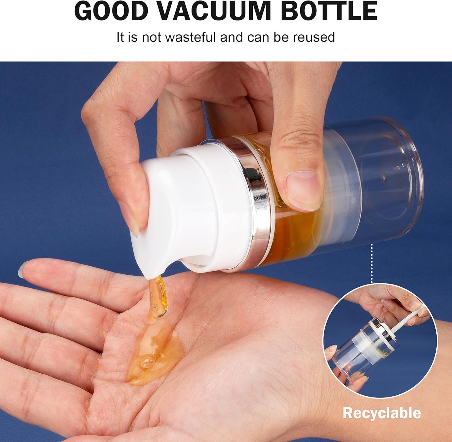 Cosywell Airless Pump Jars 1.7oz/50ml 4 Pack Pump Bottle Dispenser Empty Moisturizer Airless Pump Bottles Cosmetic Pump Container Travel Pump Bottles for Shampoo Lotion Cream(Clear)