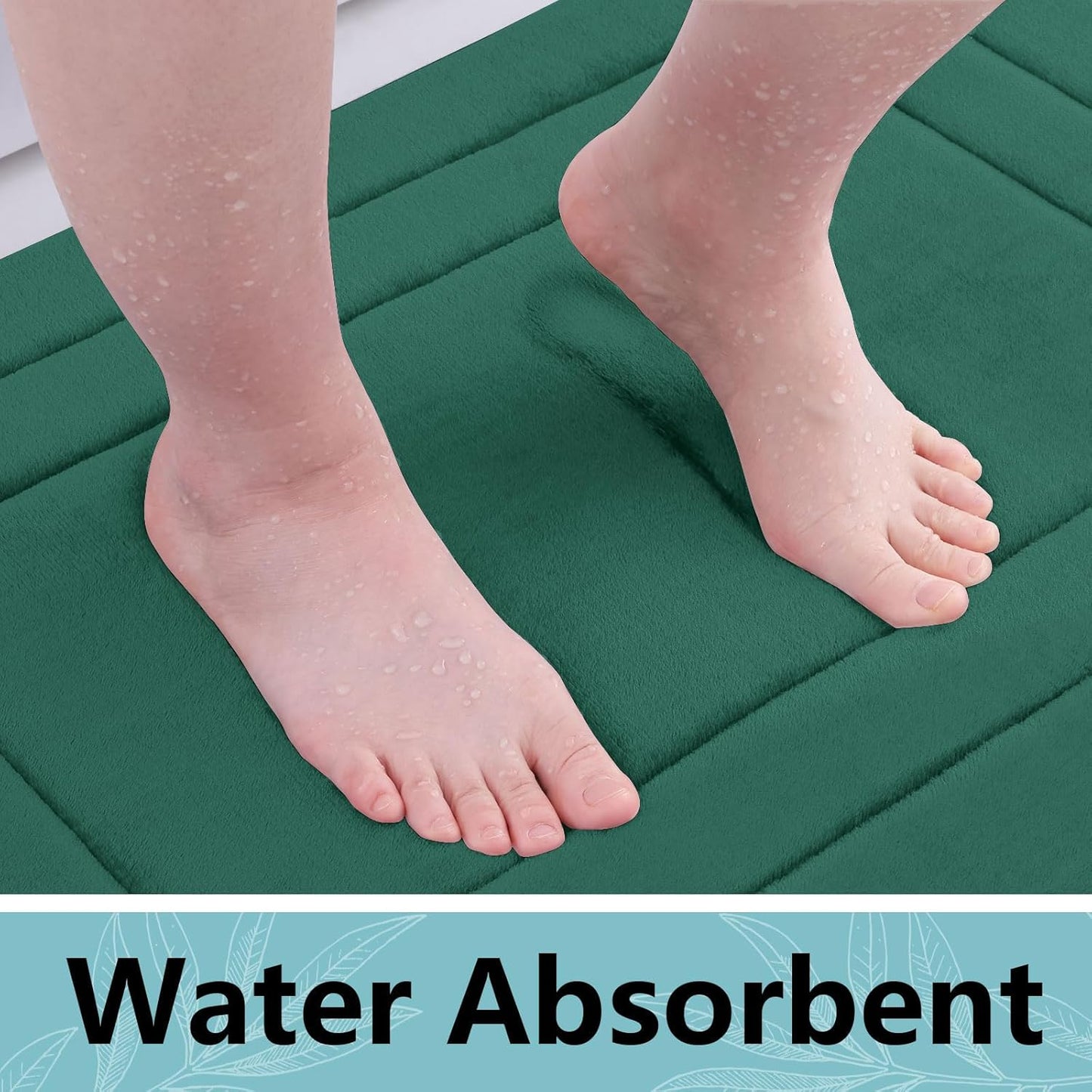 Arotive Memory Foam Bathroom Rug Mat 47x17, Ultra Soft and Absorbent Bath Mat, Machine Wash Dry, Comfortable Bath Rug Carpet for Bathroom Floor, Tub and Shower, Dark Green