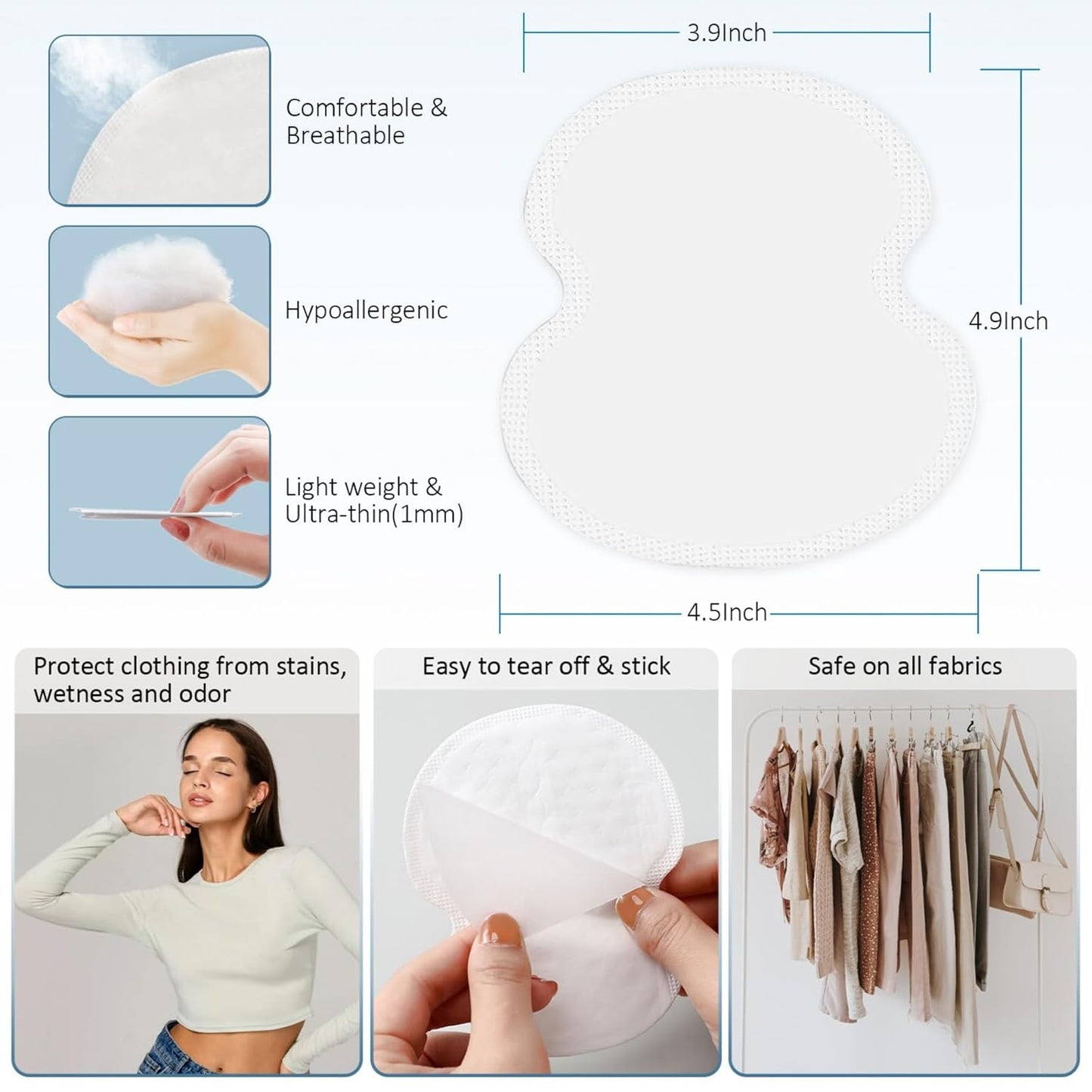 Armpit Sweat Pads, Unadir Underarm Sweat Pads for Women and Men [100 Packs], Disposable Underarm Pads for Sweating Women, With our Disposable Underarm Sweat Shields, Reclaim Your Confidence