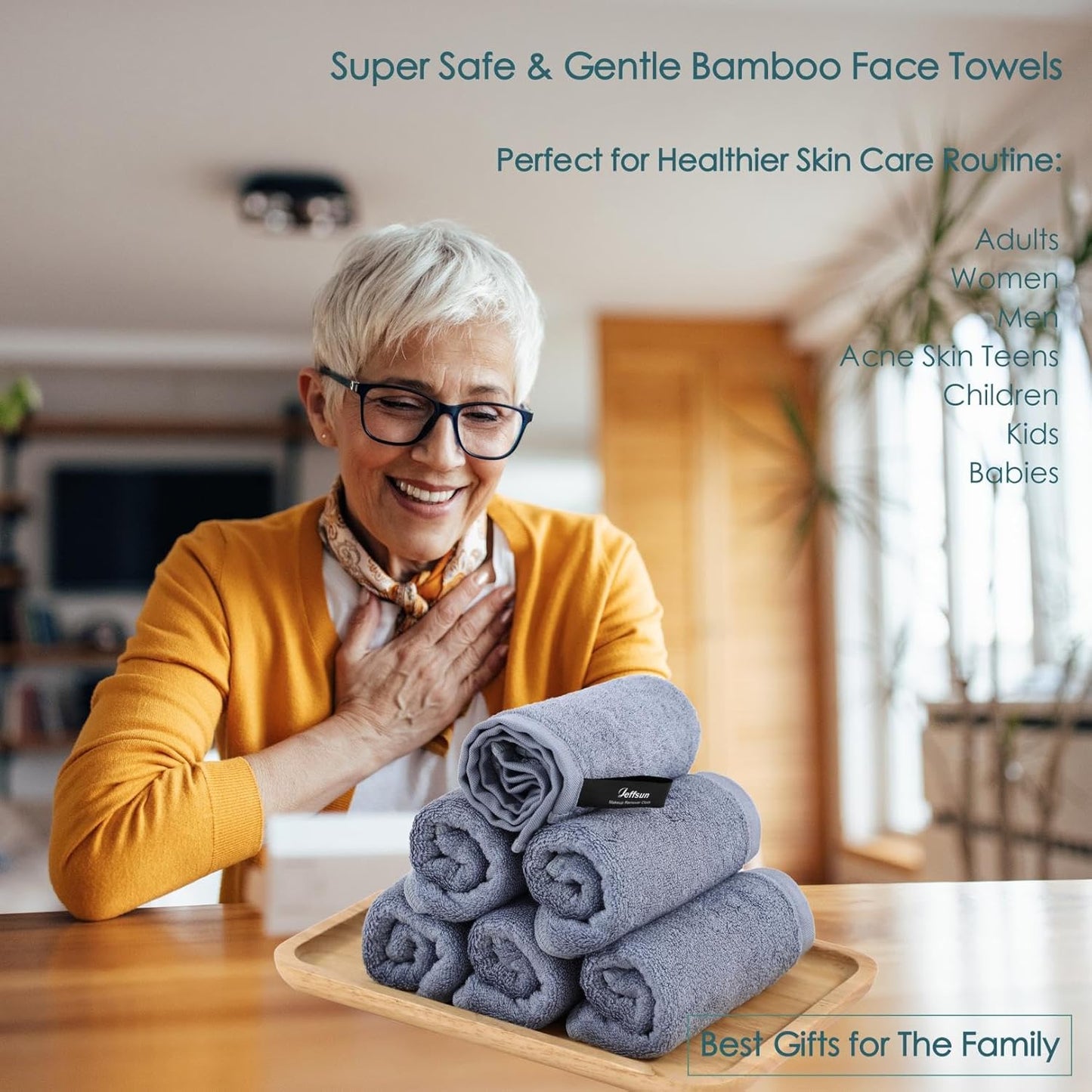 Reusable Makeup Remover Towels, 13x13 inch Extra Large Wash Cloths for Face and Body, Super Soft and Gentle Face Towel on Sensitive Skin, Easy to Rinse Fast Dry Denim Blue Facial Cleansing Cloths