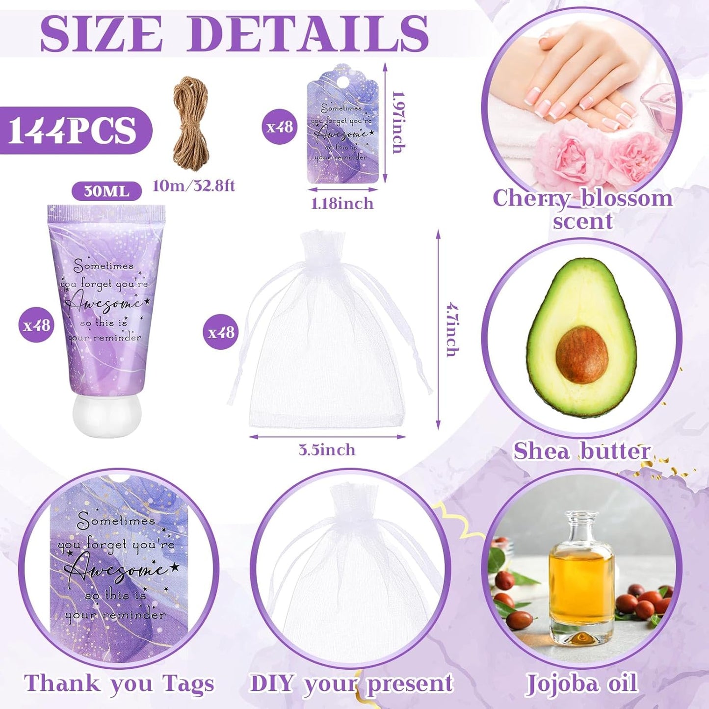 48 Sets Hand Mini Lotion Bulk Employee Appreciation Gifts Travel Size Hand Cream Bulk Inspirational Thank You Team Gifts for Birthday Christmas Teachers Coworkers Office Staff(Marble)