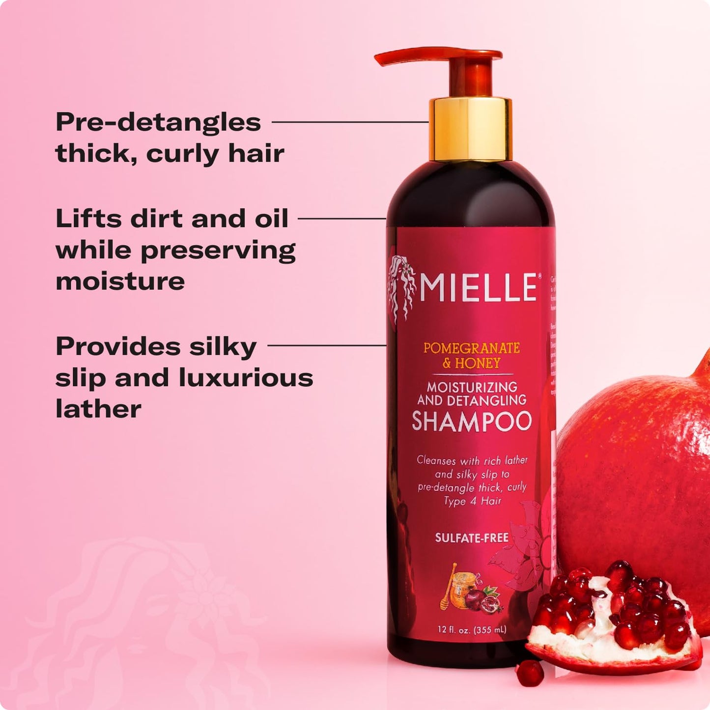 Mielle Organics Pomegranate & Honey Moisturizing and Detangling Shampoo and Conditioner for Type 4 Hair
