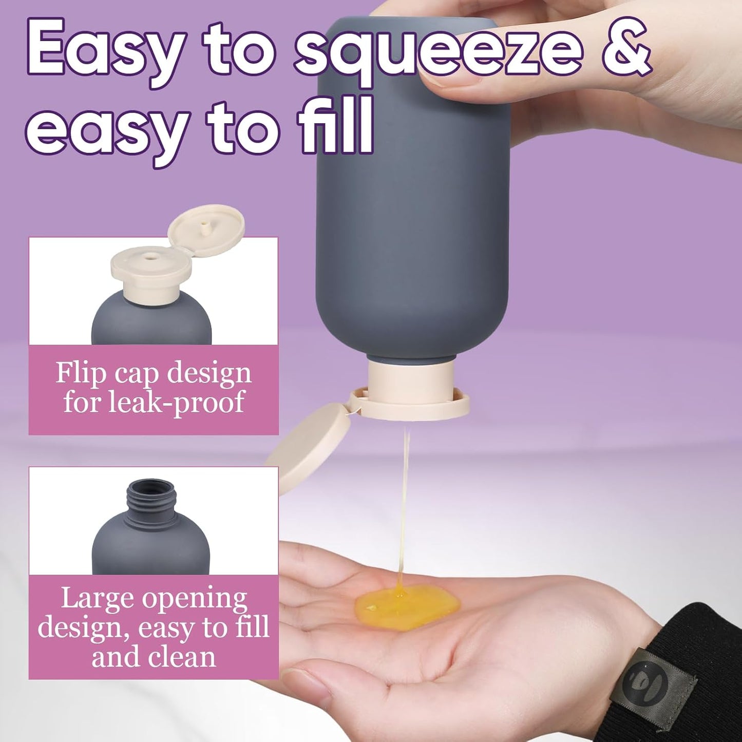 4 PACK 6.8 oz Plastic Travel Shampoo Bottles, Refillable Flip Cap Squeeze Bottles for Toiletries, Large Leakage-proof Travel Shampoo and Conditioner Container