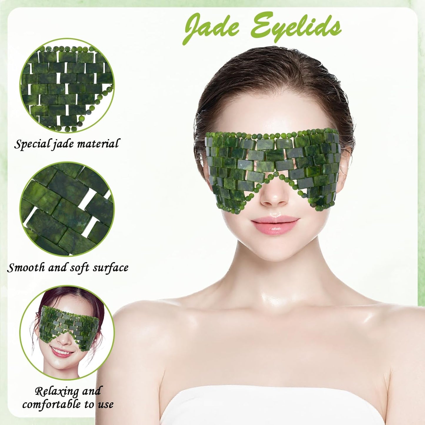 2 Pcs Jade Eye Mask and Scalp Massage Comb Set, Natural Jade Stone Hot & Cooling Eye Mask for Puffy Eyes & Help Soothe Eye Fatigue, Resin Scalp Massager Tool for Relaxation and Head Care