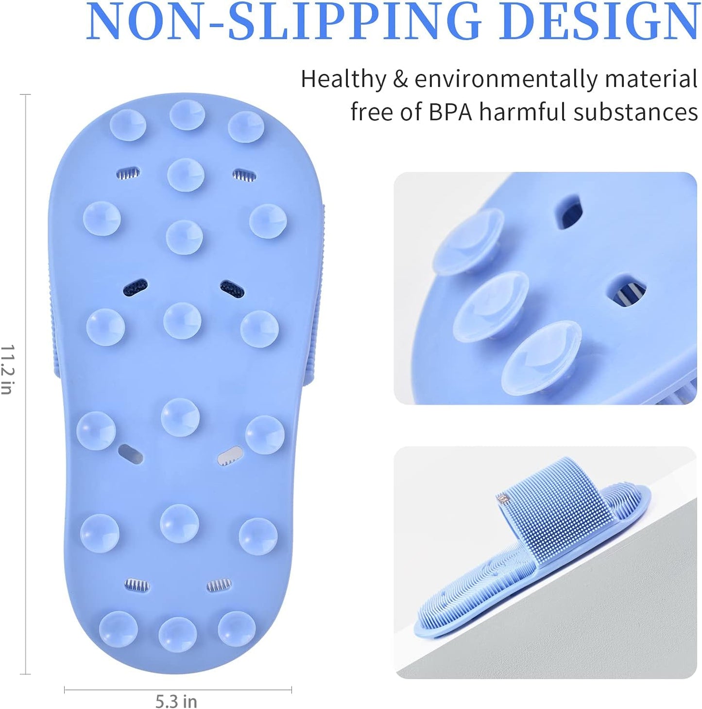 Shower Foot Scrubber,Soft Silicone Bristles with Non-Slip Suction Cups - Cleans,Smooths,Exfoliates & Massages Your Feet Without Bending,Improve Circulation & Soothes Tired Feet (1PCS Blue)