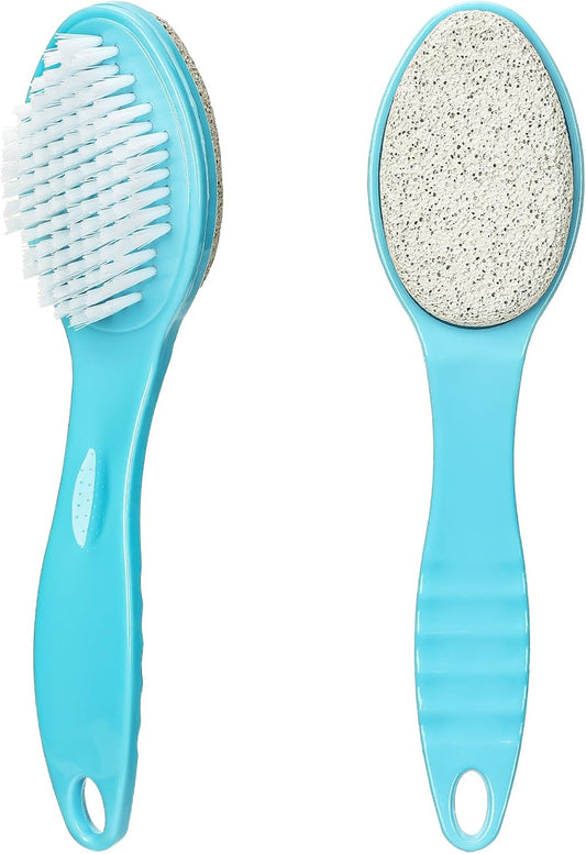 Foot Brush for Shower with Handle 2 in 1,Ooloveminso Large Foot Pumice Stone Brush Scrubber Foot File Calluses Remove Suitable for Horniness Foot Spa,Foot Care Smooth Skin (Blue)