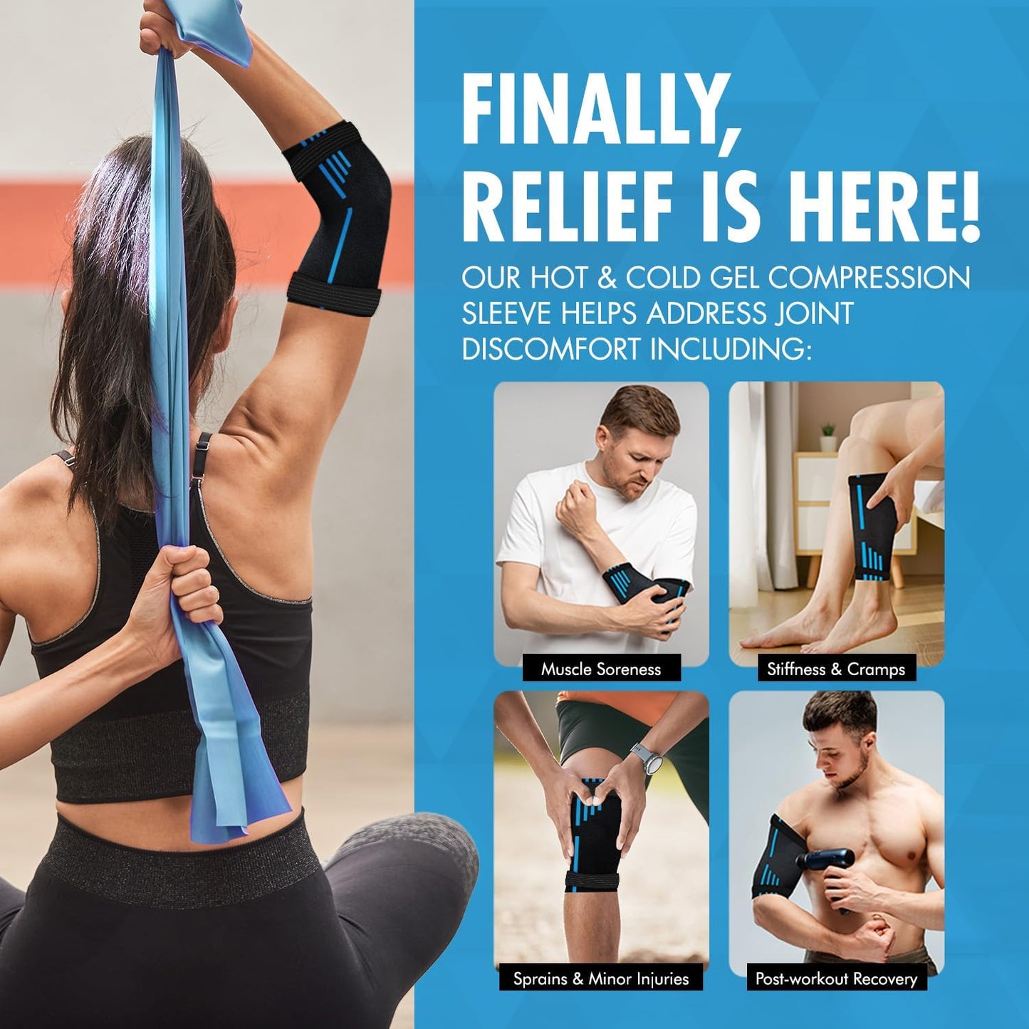 Perfect Remedy Freeze Sleeve - Hot & Cold Arm Ice Pack Wrap Compression - Tennis Elbow Cold Pack Compression for Support in Injuries - Ice Sleeve for Knee, Elbow (Small-Medium)