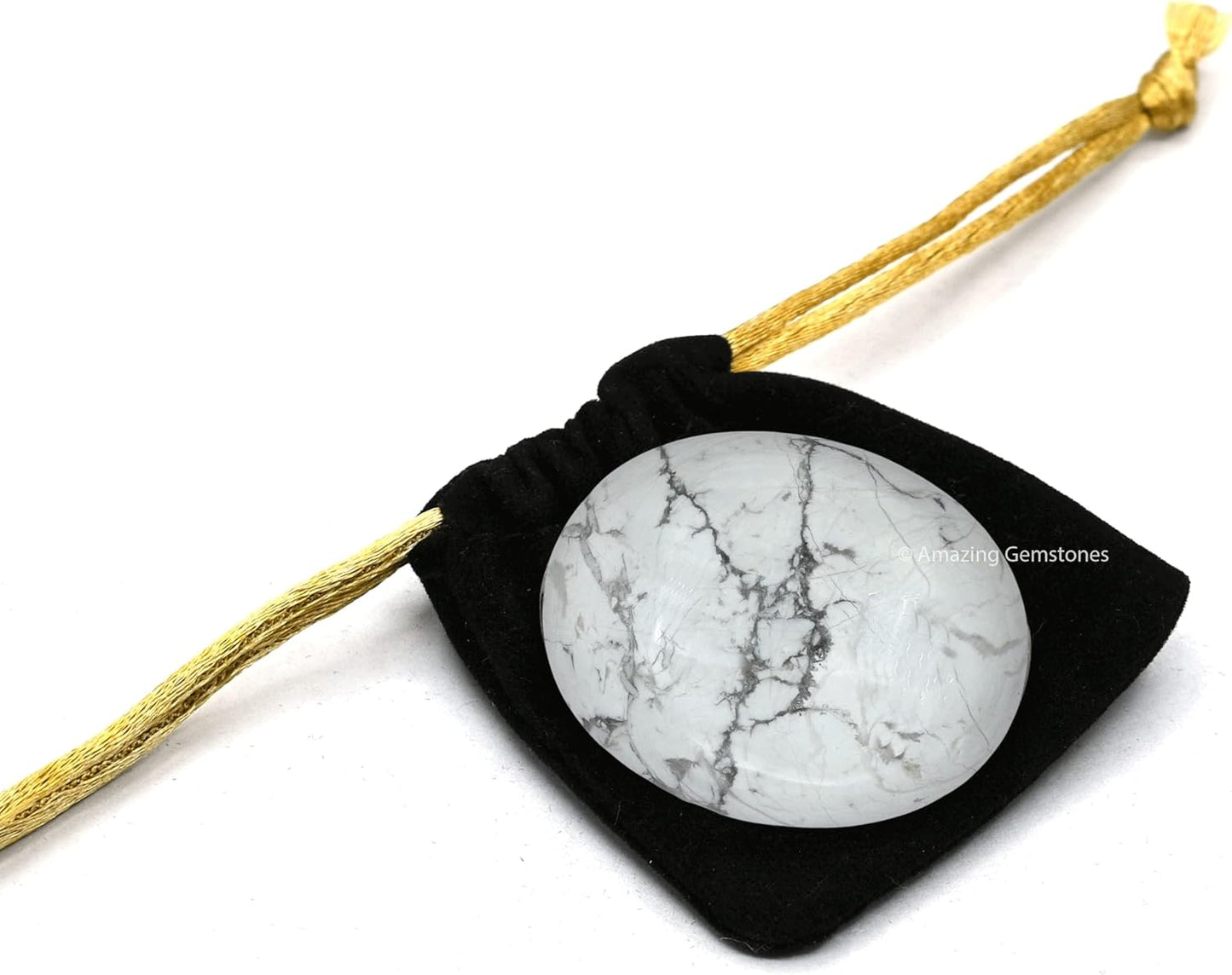 Amazing Gemstone Howlite Crystals and Healing Stones - Large Palm Stone Crystals Piedra - Crystal for Good Luck, Balanced Positive Energy, Meditation - Unique Stocking Stuffers Gifts for Women, Men