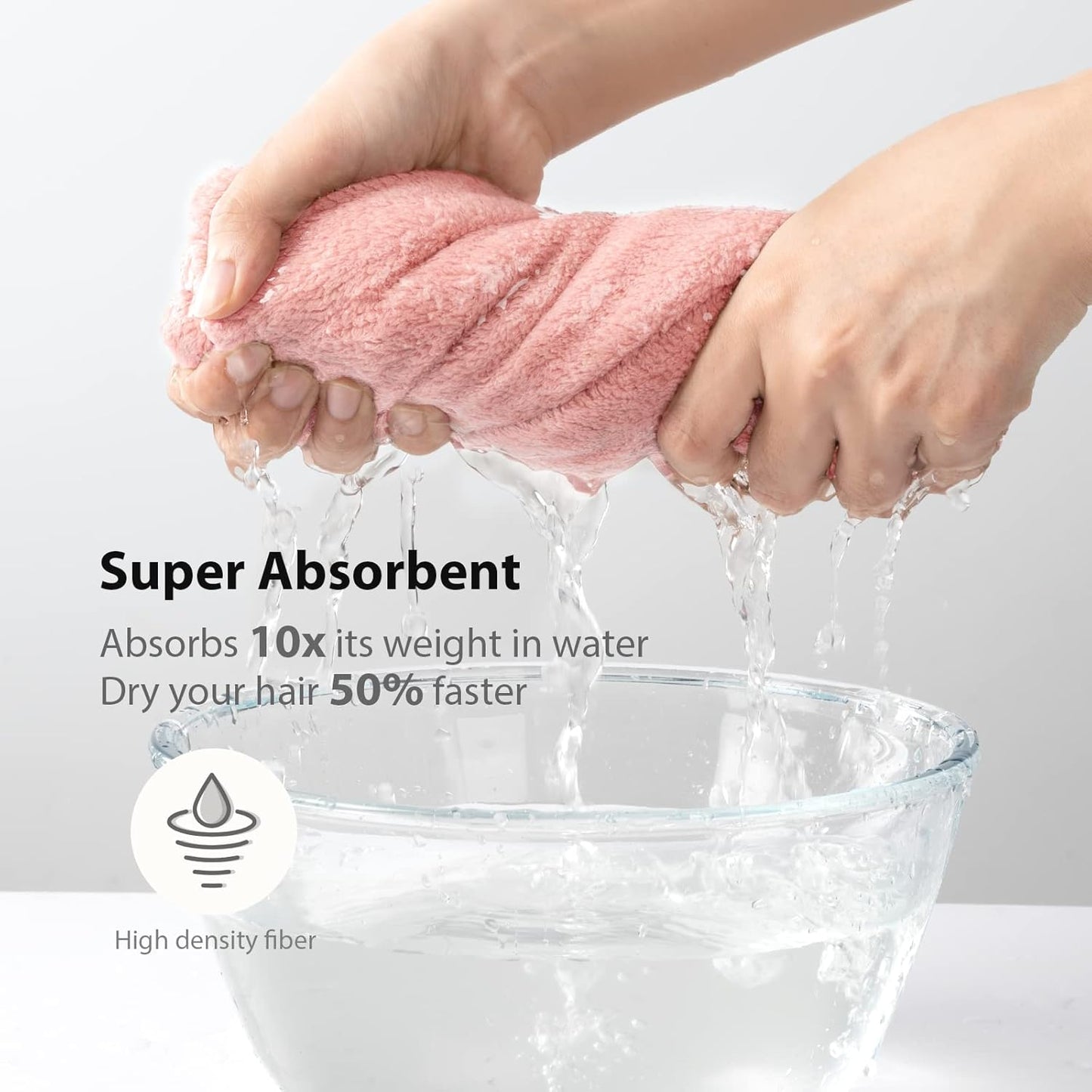 YFONG 3 Pack Hair Towel Wrap for Women with Button, Super Absorbent Microfiber Hair Towel for Wet Long Short Curly Hair, Soft Fast Drying Hair Turban Towel Anti Frizz（Pink,White, Gray）