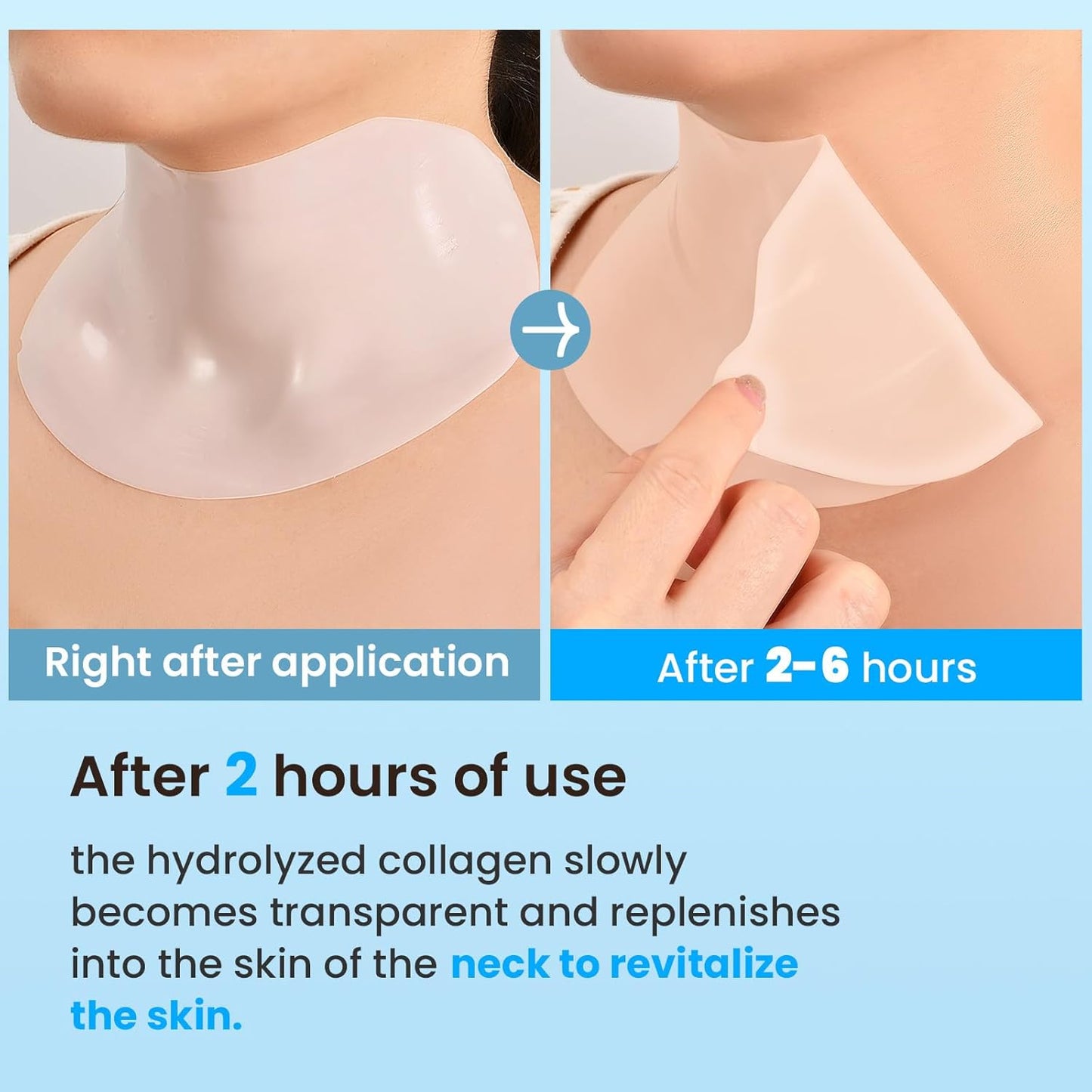 AUSLKA Neck Wrinkle Patches Moisturizing Hydrolyzed Collagen Mask, Neck Lifting Firming Pads for Tightening Skin 5 PCS, Collagen Masks for Looking Down Causes Wrinkles