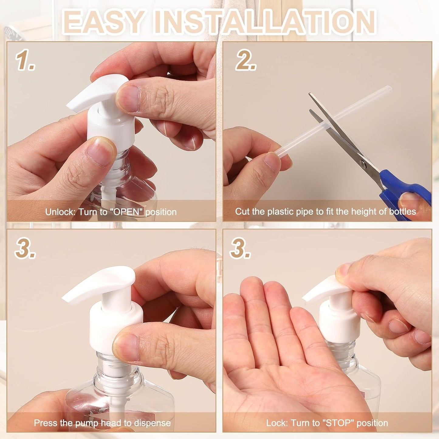 uxcell 6 Pcs Soap Dispenser Pump Heads Soap Dispensers Top Pumps Replacement Switch Pumphead for Standard 24/422 Neck Size Lotion Shampoo Bottle, Black