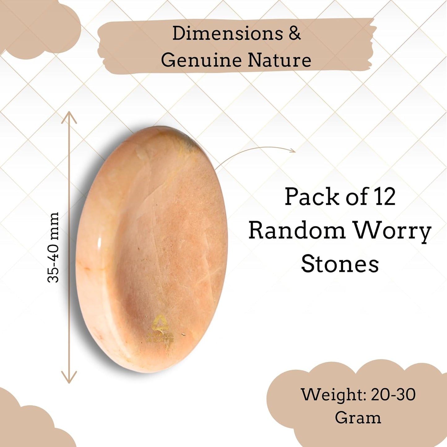 Pack of 12 Worry Stones Bulk Set – Wholesale Bulk Crystal Thumb Worry Stone for Anguish, Stress – Relaxing and Soothing Balance Stones for Meditation – Healing Stones and Crystals for Women and Men