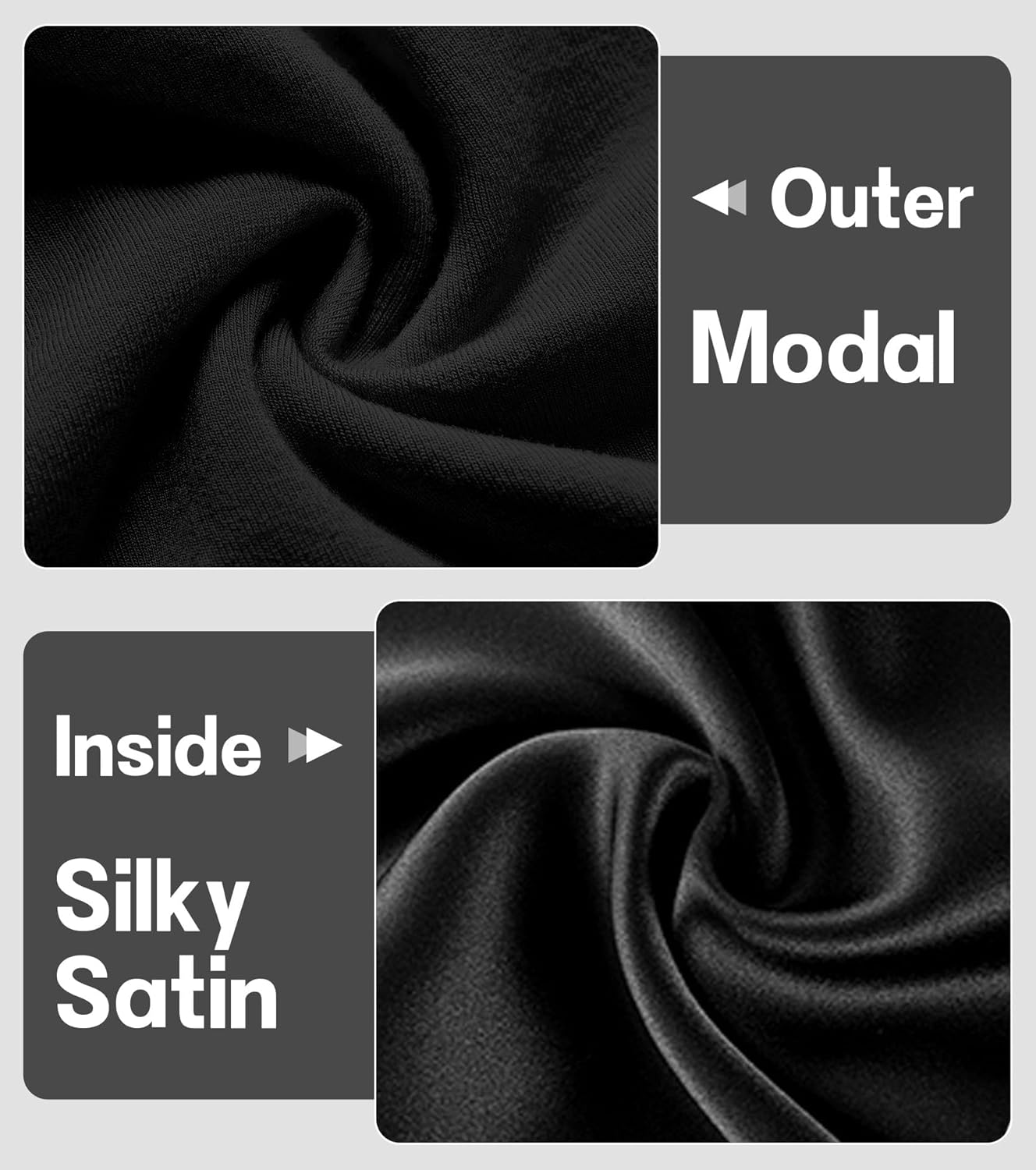 2pcs Silk Satin Bonnet Hair Wrap for Sleeping, Adjustable Strap Curly Natural Hair Night Caps for Women Men(Black&Black)