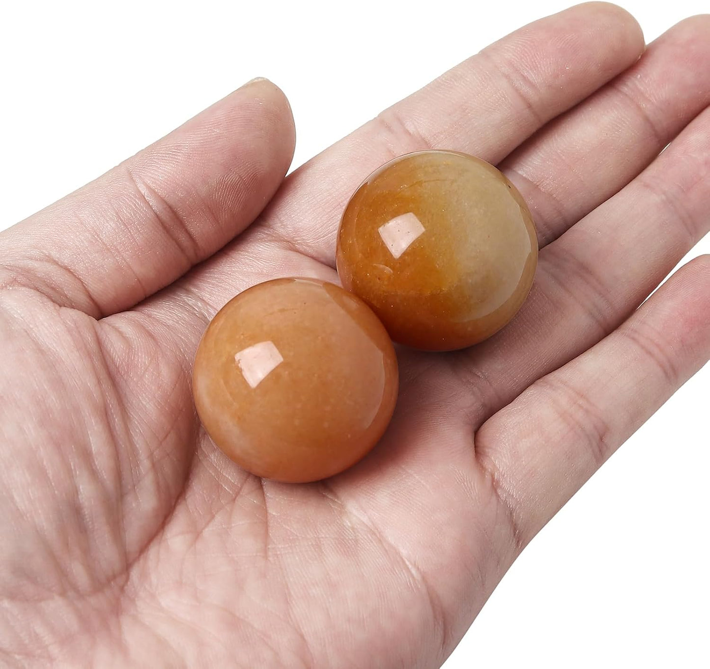 Hand Exercise Balls 30mm for Women - Set of 2 Natural Crystal Stone Spheres - Finger Joint Relief & Stress Relax, Perfect Size for Women's Hands, Red Aventurine