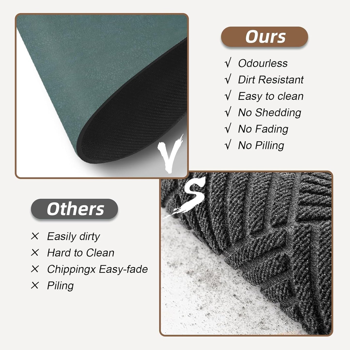 Diatomaceous earth bath mat Bathroom Rugs Sets 3 Piece Super Absorbent Quick Dry Bath Mats, Rubber Non Slip Shower Mat and Toilet Mat U Shape, Shower Rug for in Front of Bathtub Shower, Green