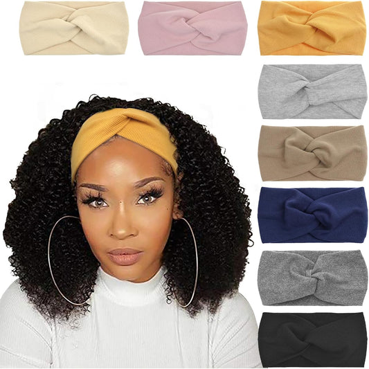 DRESHOW 8 Pack Headbands for Women Yoga Knotted Headbands Elastic Criss Cross Hair Accessories Sports Head Wrap Non Slip